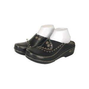 L'artiste Spring Step Women's Chino EU42 US11-11,5 Black Leather Floral Clogs